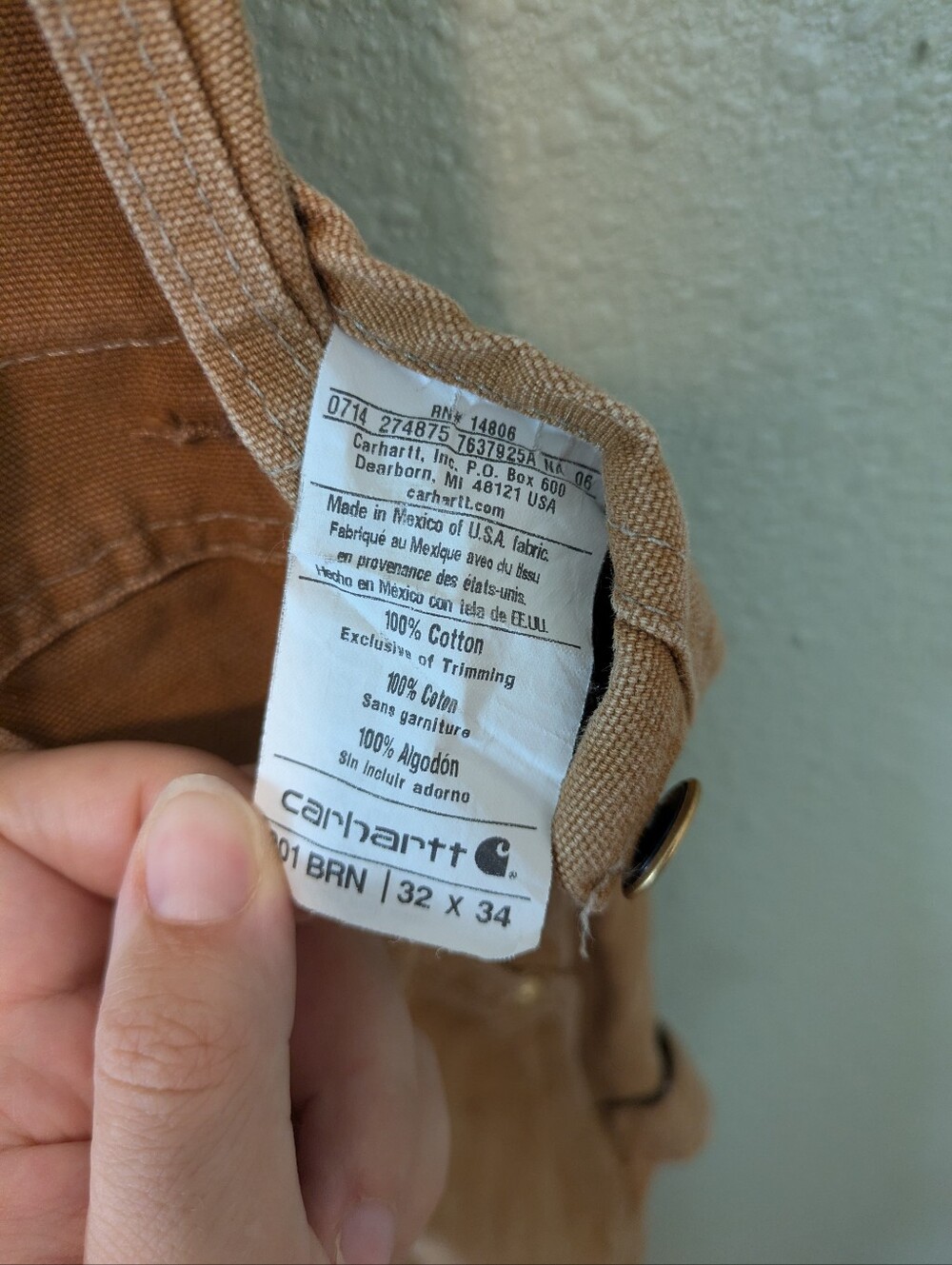 Carhartt Brown Duck Canvas Overalls with Black Straps - Picture 3 of 3